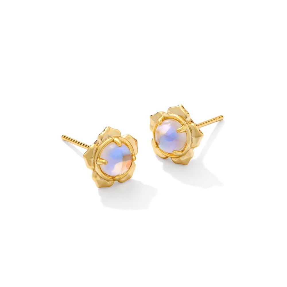 Kendra Scott Susie Gold Flower Stud Earrings with Iridescent Opal Center